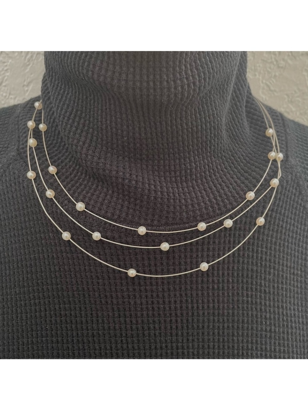 Vintage Multi Strand
Floating Pearl Illusion
Necklace Freshwater
Cultured Pearl